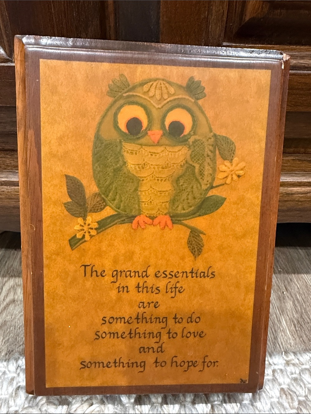 Vintage Owl Wall Plaque with Quote